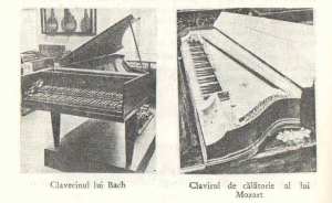 Clavecinul lui Bach și Clavirul de călătorie a lui Mozart.